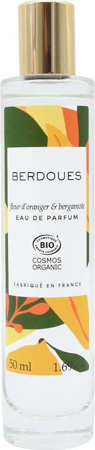 Flacon wody perfumowanej Berdoues Fleur d'Oranger & Bergamote 50ml z eleganckim opakowaniem marki Berdoues na białym tle
