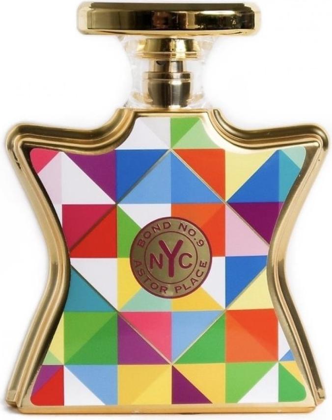 Flacon perfum Bond No. 9 Astor Place woda perfumowana unisex 100ml na białym tle z eleganckim opakowaniem marki Bond No. 9