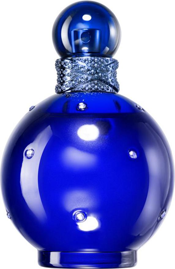 Britney Spears Midnight Fantasy woda perfumowana 100ml w eleganckim niebieskim flakonie na białym tle - perfumy damskie kwiatowo-owocowe