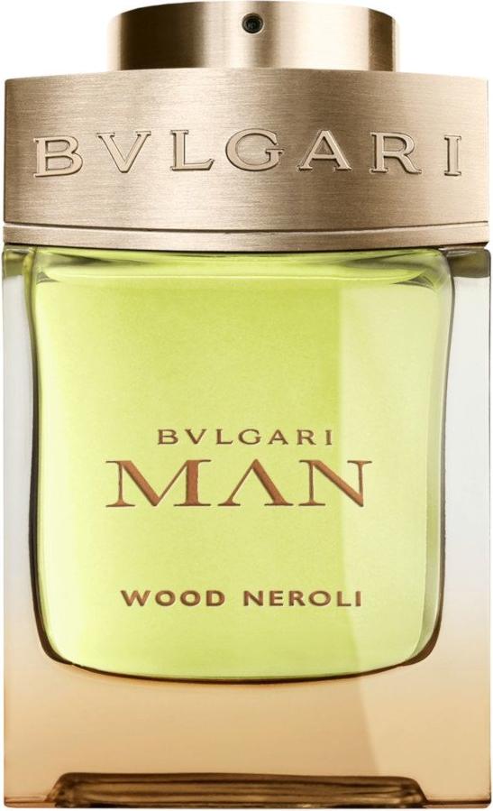 Flacon wody perfumowanej Bvlgari Man Wood Neroli 60ml na białym tle - eleganckie opakowanie perfum męskich z drzewno-cytrusowym aromatem