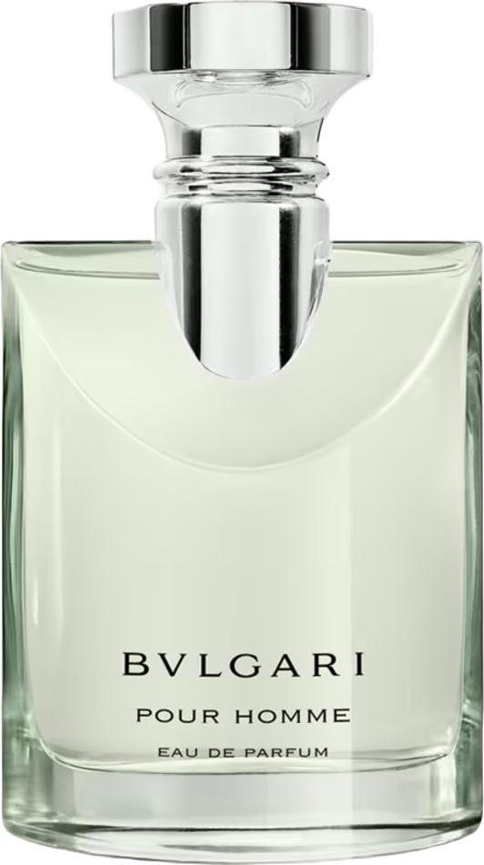 Flacon perfum BVLGARI POUR HOMME Eau de Parfum 50ml w eleganckiej butelce marki Bulgari na białym tle z logo i nazwą produktu