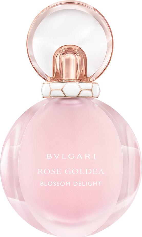 Flacon perfum BVLGARI Rose Goldea Blossom Delight woda toaletowa 50ml z eleganckim opakowaniem marki Bvlgari na białym tle