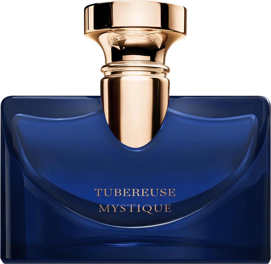 Flacon wody perfumowanej Bvlgari Splendida Tubereuse Mystique 50ml z eleganckim opakowaniem na białym tle, luksusowe perfumy damskie