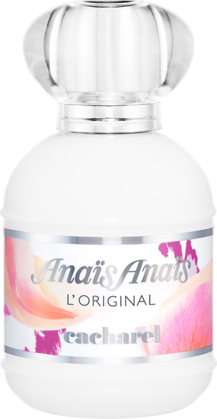 Flacon perfum Cacharel Anais Anais woda toaletowa 30ml w eleganckim opakowaniu, kwiatowe perfumy dla kobiet marki Cacharel na białym tle