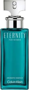 Flacon perfum Calvin Klein Eternity Aromatic Essence for Women 50ml w eleganckym niebiesko-zielonym opakowaniu na białym tle