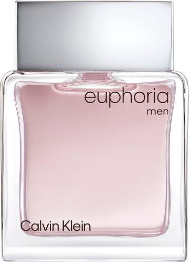 Flacon wody toaletowej Calvin Klein Euphoria Men 50ml na białym tle - eleganckie perfumy męskie w stylowym opakowaniu marki Calvin Klein