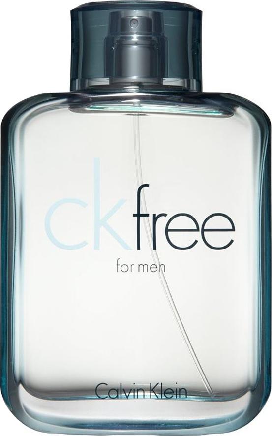 Flacon wody toaletowej Calvin Klein ck free for men 100ml na białym tle - eleganckie opakowanie perfum męskich marki Calvin Klein