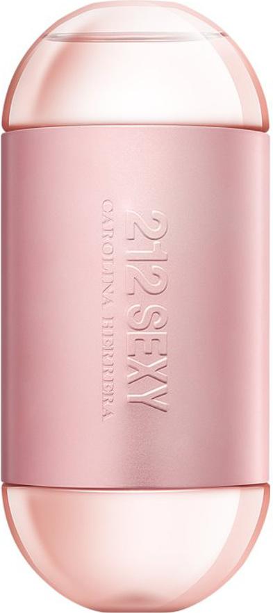 Flakon Carolina Herrera 212 Sexy woda perfumowana 100ml w metalicznym różowym kolorze na białym tle z eleganckim opakowaniem marki