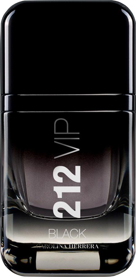 Flacon perfum Carolina Herrera 212 VIP Black woda perfumowana 50ml w eleganckim czarnym opakowaniu dla mężczyzn na białym tle