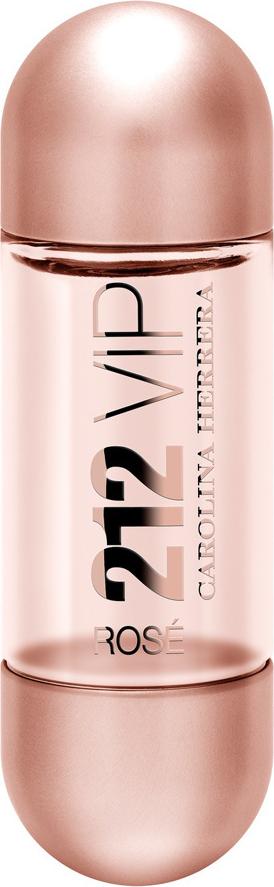 Flacon perfum Carolina Herrera 212 VIP Rose woda perfumowana 50ml w eleganckim opakowaniu na białym tle z logo marki