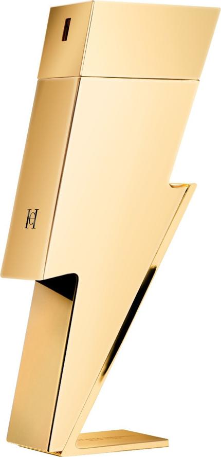 Flacon Carolina Herrera Bad Boy Gold Fantasy woda toaletowa 100ml dla mężczyzn na białym tle z eleganckim opakowaniem marki
