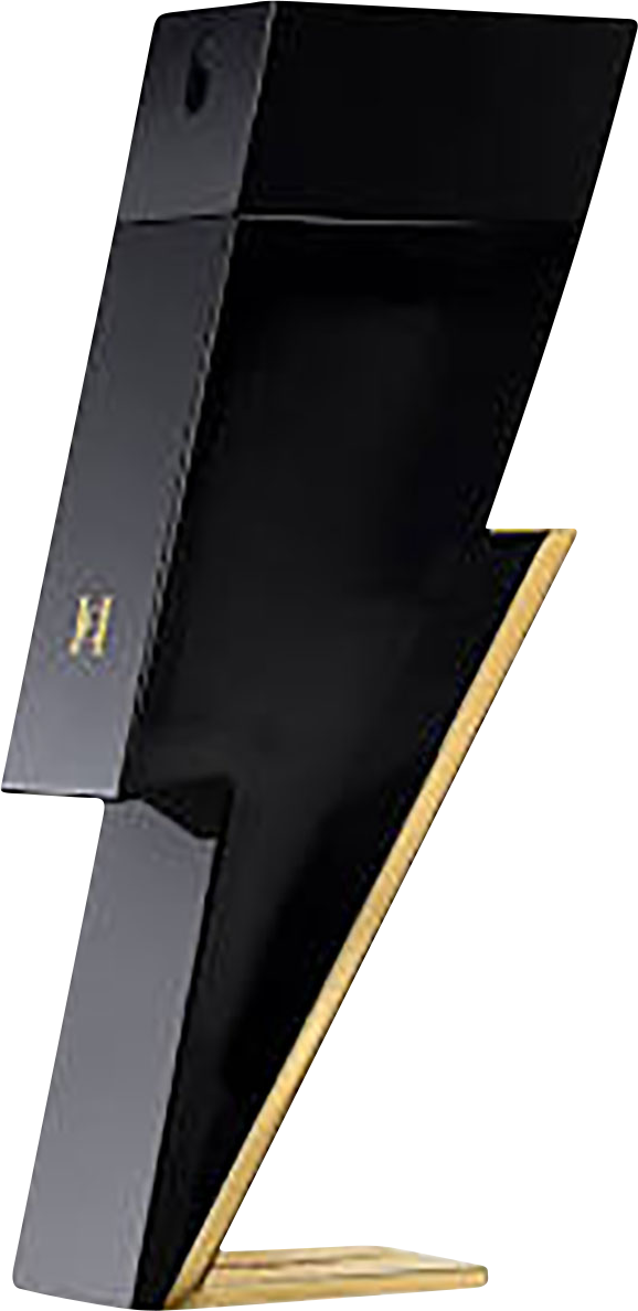 Flakon Carolina Herrera Bad Boy woda toaletowa 100ml w kształcie pioruna na białym tle - orientalno-przyprawowe perfumy męskie