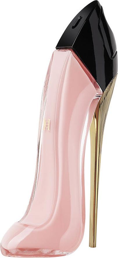 Carolina Herrera Good Girl Blush woda perfumowana 30ml w kultowej butelce w kształcie szpilki w różowo-złotych kolorach na białym tle