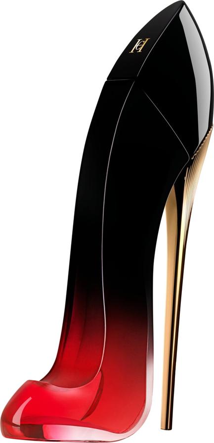 Flacon perfum Carolina Herrera Very Good Girl Elixir 30ml w kształcie szpilki na białym tle - luksusowa woda perfumowana dla kobiet