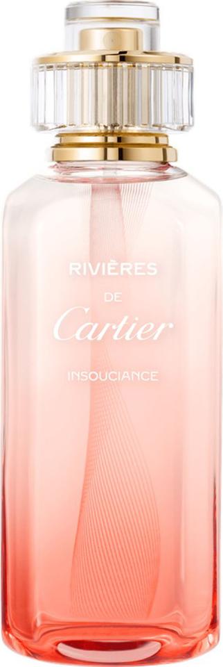 Cartier Insouciance woda toaletowa 100 ml w eleganckiej różowej butelce - luksusowe perfumy kwiatowe marki Cartier na białym tle