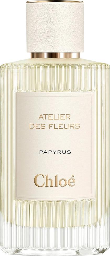 Flacon perfum Chloé Atelier des Fleurs Papyrus woda perfumowana z eleganckim opakowaniem marki Chloé na białym tle