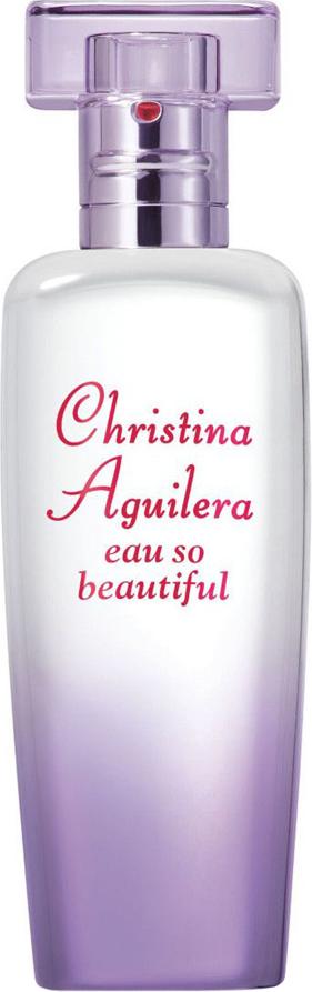 Flacon wody perfumowanej Christina Aguilera Eau so Beautiful 30ml na białym tle z eleganckim opakowaniem marki Christina Aguilera