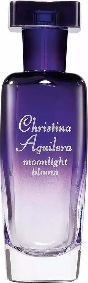 Flacon perfum Christina Aguilera Moonlight Bloom woda perfumowana 30ml dla kobiet na białym tle z eleganckim opakowaniem marki