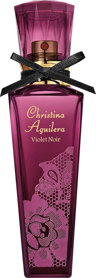 Flakon wody perfumowanej Christina Aguilera Violet Noir 30ml na białym tle - eleganckie perfumy dla kobiet w stylowym opakowaniu marki