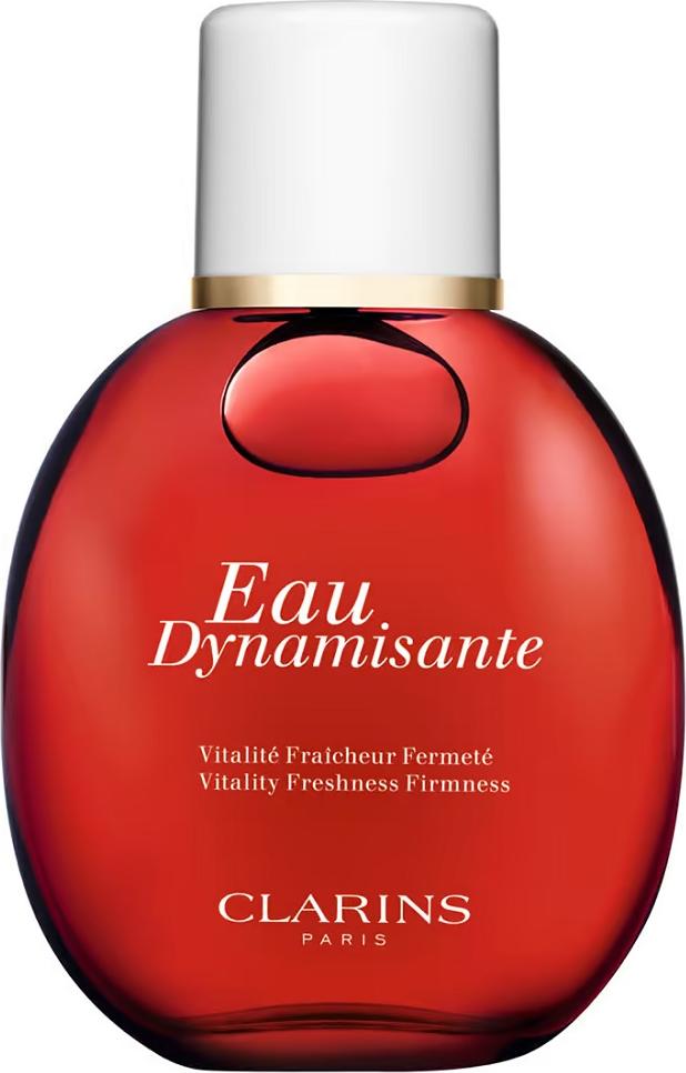 Flacon perfum Clarins Eau Dynamisante 100ml zapach pielęgnacyjny unisex z cytrusowymi nutami bergamotki i grejpfruta na białym tle