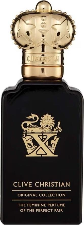 Flacon perfum Clive Christian Original Collection X Feminine 50ml na białym tle - luksusowe damskie perfumy z egipskim jaśminem i piżmem