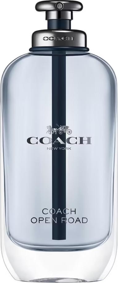 Flacon wody toaletowej Coach Open Road 100 ml dla mężczyzn z eleganckim opakowaniem marki Coach na białym tle do sklepu internetowego