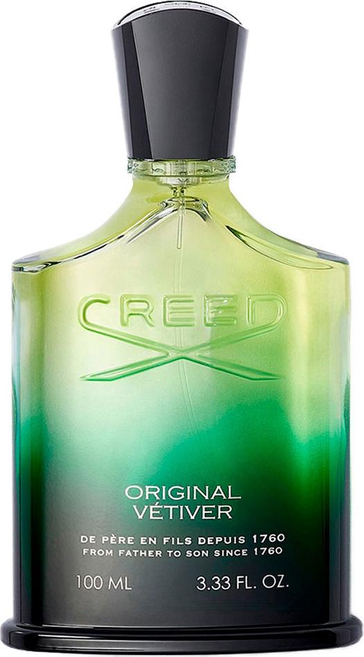 Flacon Creed Original Vetiver woda perfumowana męska 100ml na białym tle z eleganckim opakowaniem marki Creed i charakterystycznym designem