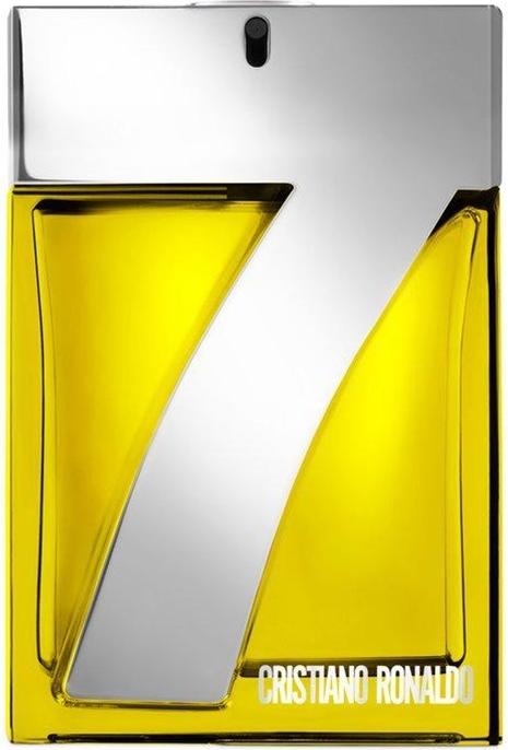 Flacon wody toaletowej Cristiano Ronaldo Discover 30ml na białym tle - męskie perfumy cytrusowo-fougere w eleganckiej butelce marki CR7