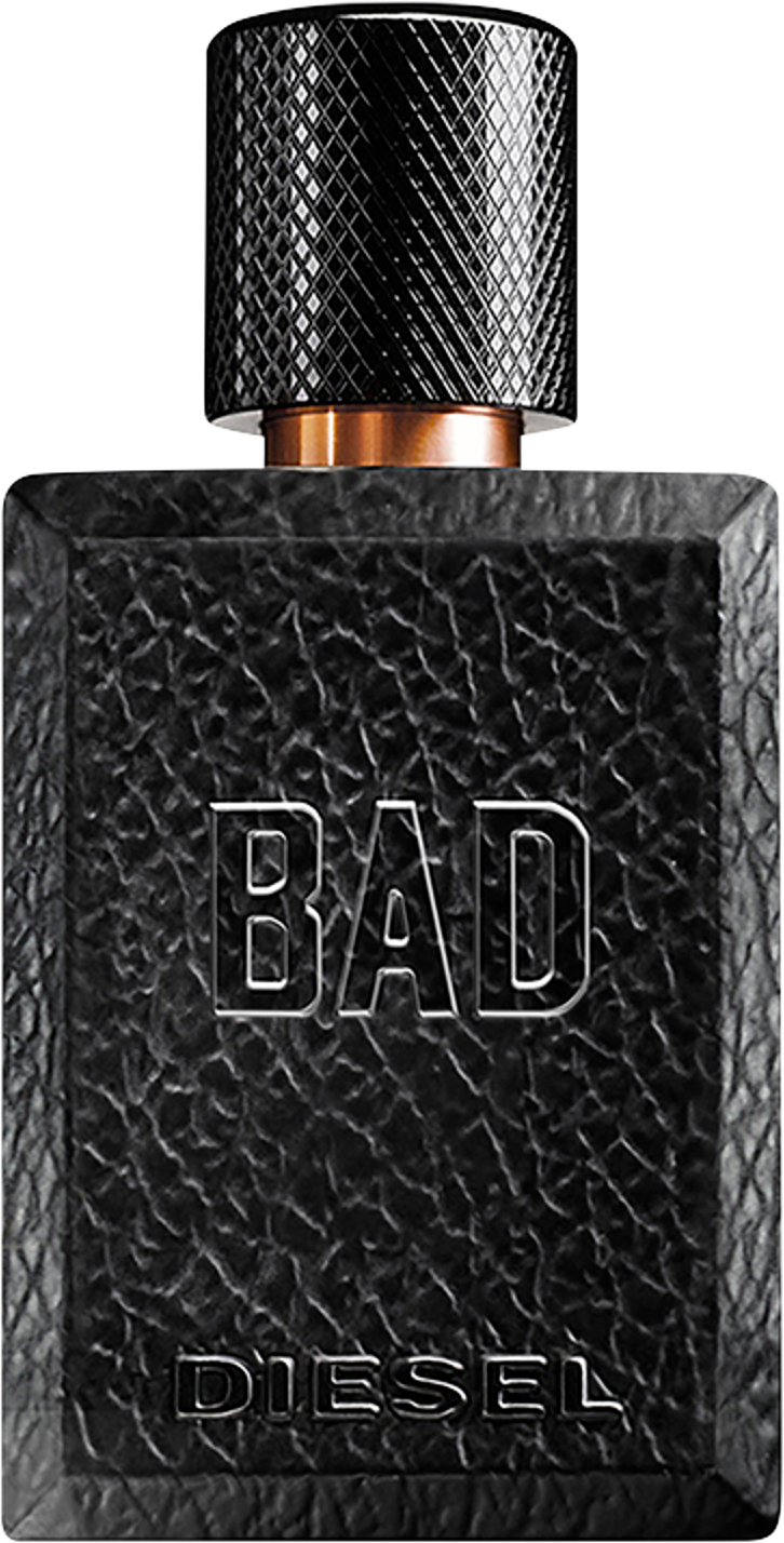 Flacon wody toaletowej DIESEL BAD 50ml - eleganckie czarne opakowanie z logo marki Diesel, męskie perfumy o drzewnej kompozycji zapachowej