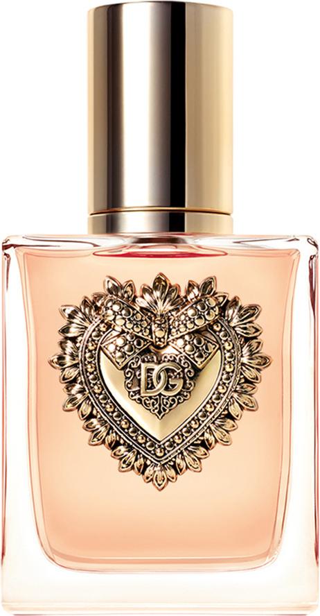 Dolce & Gabbana Devotion woda perfumowana 50ml - elegancki flakon ze złotym sercem na białym tle, luksusowe perfumy damskie marki D&G
