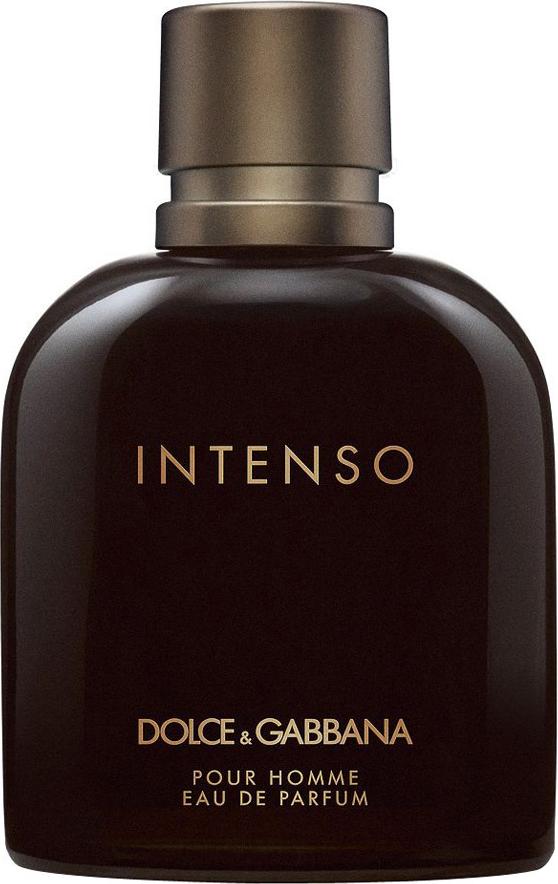 Dolce & Gabbana Pour Homme Intenso woda perfumowana 75ml w czarnym flakonie ze złotymi akcentami na białym tle