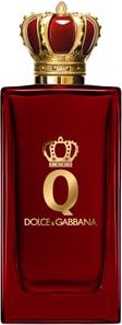 Flacon perfum Q by Dolce&Gabbana na białym tle - eleganckie damskie perfumy drzewno-ambrowe z nutami wiśni, jaśminu i wanilii