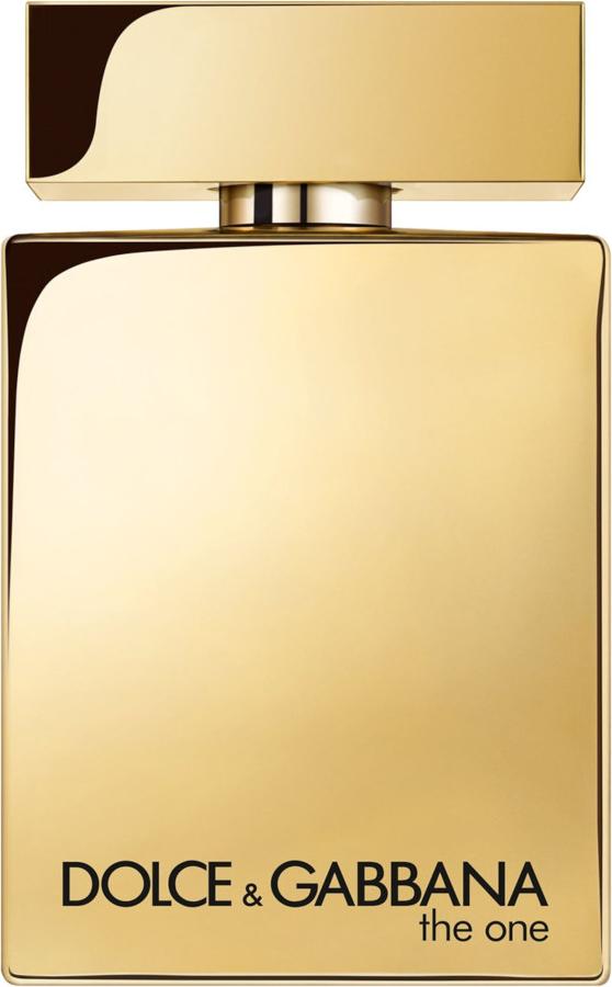 Flacon perfum Dolce & Gabbana The One Gold For Men woda perfumowana 50ml w złotym opakowaniu na białym tle - luksusowe męskie perfumy