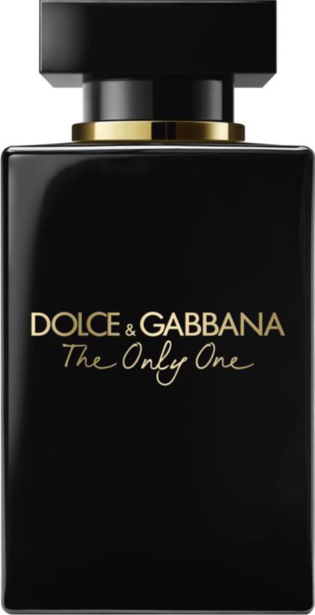 Flakon perfum Dolce & Gabbana The Only One Eau de Parfum Intense EDP 50ml w eleganckim czarno-złotym opakowaniu na białym tle