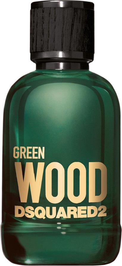 Flacon wody toaletowej DSQUARED2 Green Wood dla mężczyzn z eleganckim opakowaniem prezentujący luksusowe perfumy marki DSQUARED 2
