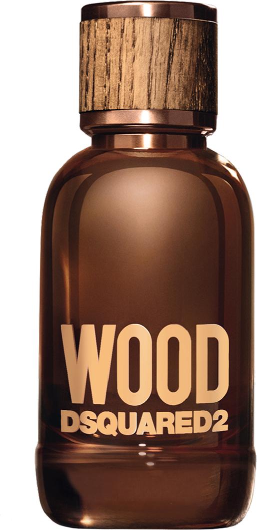 Flacon wody toaletowej DSQUARED2 Wood pour Homme dla mężczyzn z eleganckim opakowaniem marki DSQUARED2 na białym tle