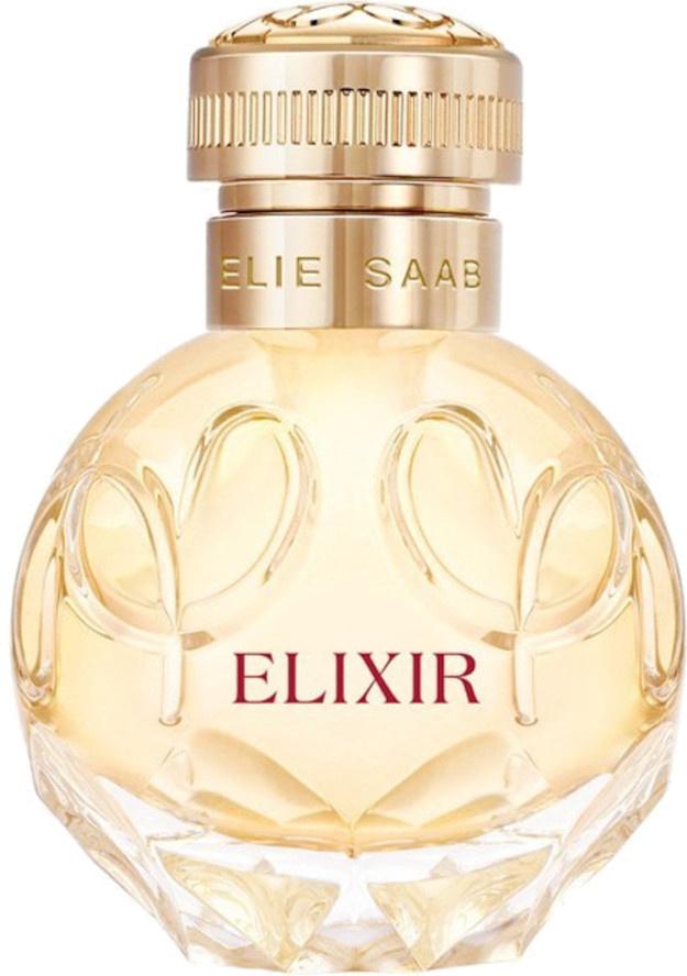 Flacon wody perfumowanej Elie Saab Elixir 30 ml na białym tle - eleganckie perfumy damskie o kwiatowo-orientalnym zapachu marki Elie Saab