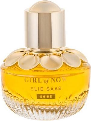 Flacon perfum Elie Saab Girl of Now Shine woda perfumowana damska 30ml na białym tle z eleganckim opakowaniem marki Elie Saab