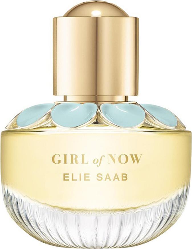 Flakon perfum Elie Saab Girl of Now woda perfumowana 30ml z eleganckim designem i pastelowymi aplikacjami na białym tle