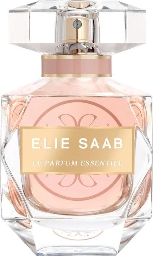 Flacon perfum Elie Saab Le Parfum Essentiel woda perfumowana 50ml w eleganckim opakowaniu na białym tle z logo marki Elie Saab