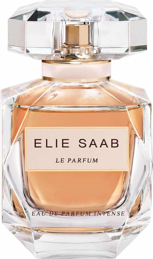 Flacon perfum Elie Saab Le Parfum Intense woda perfumowana 90ml w eleganckim opakowaniu z logo marki na białym tle