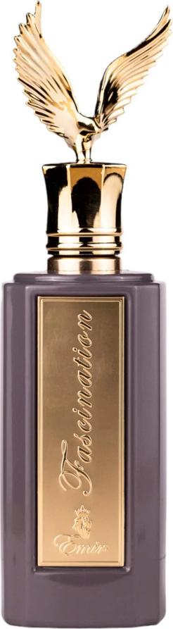 Flacon ekstraktu perfum Emir Fascination 100ml na białym tle - luksusowy orientalno-owocowy zapach unisex marki Emir w eleganckim opakowaniu