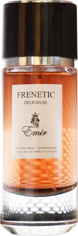 Flacon perfum Emir Frenetic Delicieuse ekstrakt 80ml unisex z eleganckim opakowaniem marki Emir na białym tle, luksusowy zapach premium
