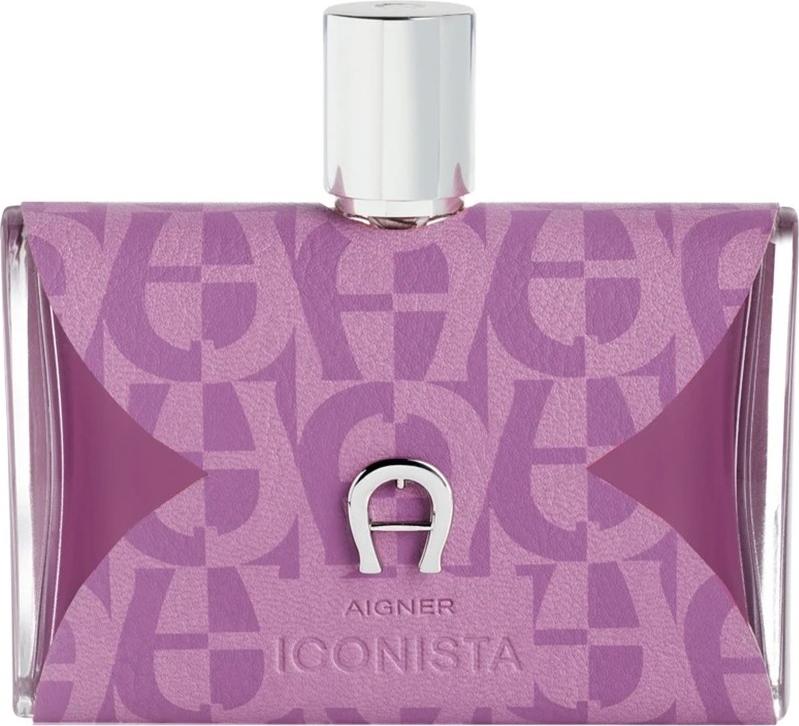 Flacon wody perfumowanej Aigner Iconista 100ml na białym tle - eleganckie opakowanie perfum damskich marki Aigner z kwiatowym zapachem