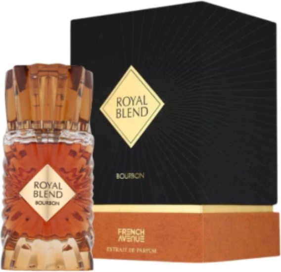 Flacon perfum French Avenue Royal Blend Bourbon woda perfumowana 100ml dla mężczyzn z eleganckim opakowaniem na białym tle