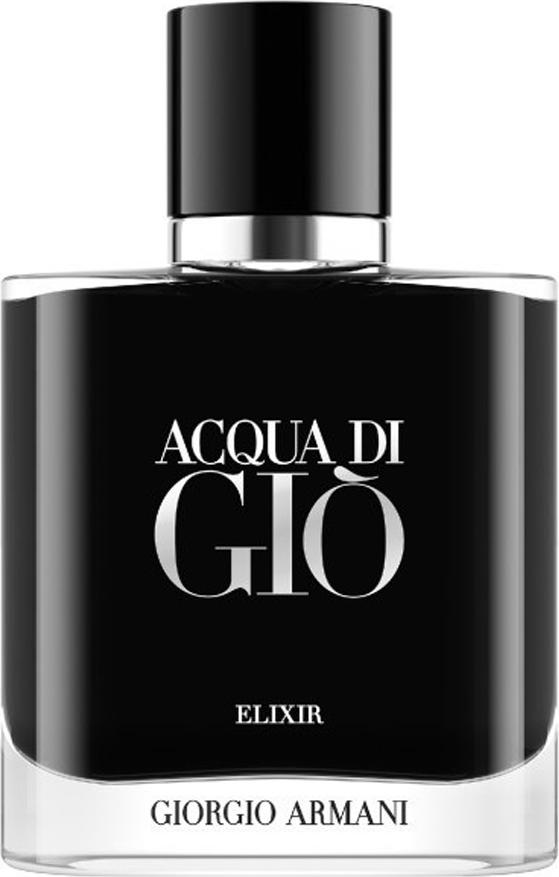 Flakon perfum ARMANI Acqua di Gio Homme Elixir woda perfumowana dla mężczyzn z eleganckim magnetycznym korkiem na białym tle