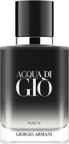Flakon Armani Acqua di Giò Parfum woda perfumowana dla mężczyzn na białym tle z eleganckim opakowaniem i logo marki Giorgio Armani