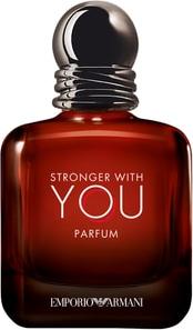 Flacon wody perfumowanej Armani Stronger with You Parfum dla mężczyzn w eleganckim opakowaniu z logo marki Giorgio Armani