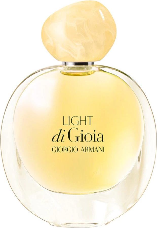 Flacon perfum Giorgio Armani Light di Gioia woda perfumowana damska 50ml na białym tle z eleganckim opakowaniem marki Armani