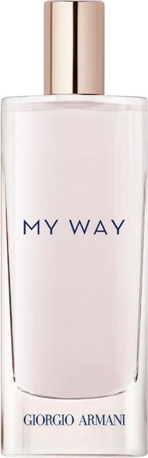 Flacon perfum Giorgio Armani My Way woda perfumowana 15ml - elegancki biały flakon z logo marki na białym tle w luksusowym opakowaniu